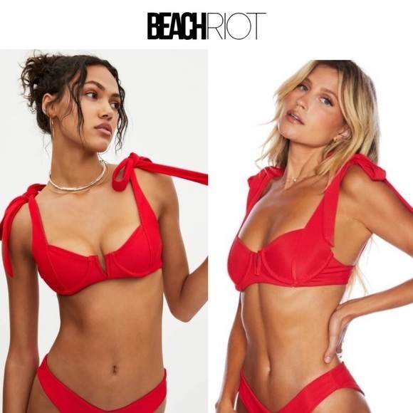 Beach Riot Blair Underwire Bikini Top In Red Sz Xs $118